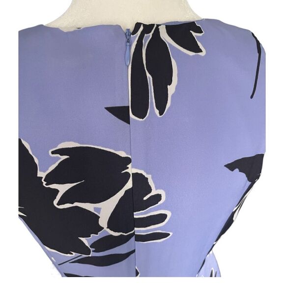 J. Crew Blue Floral Fit and Flare Polyester Dress Lined Spring 2016 Size 6 - Picture 4 of 7